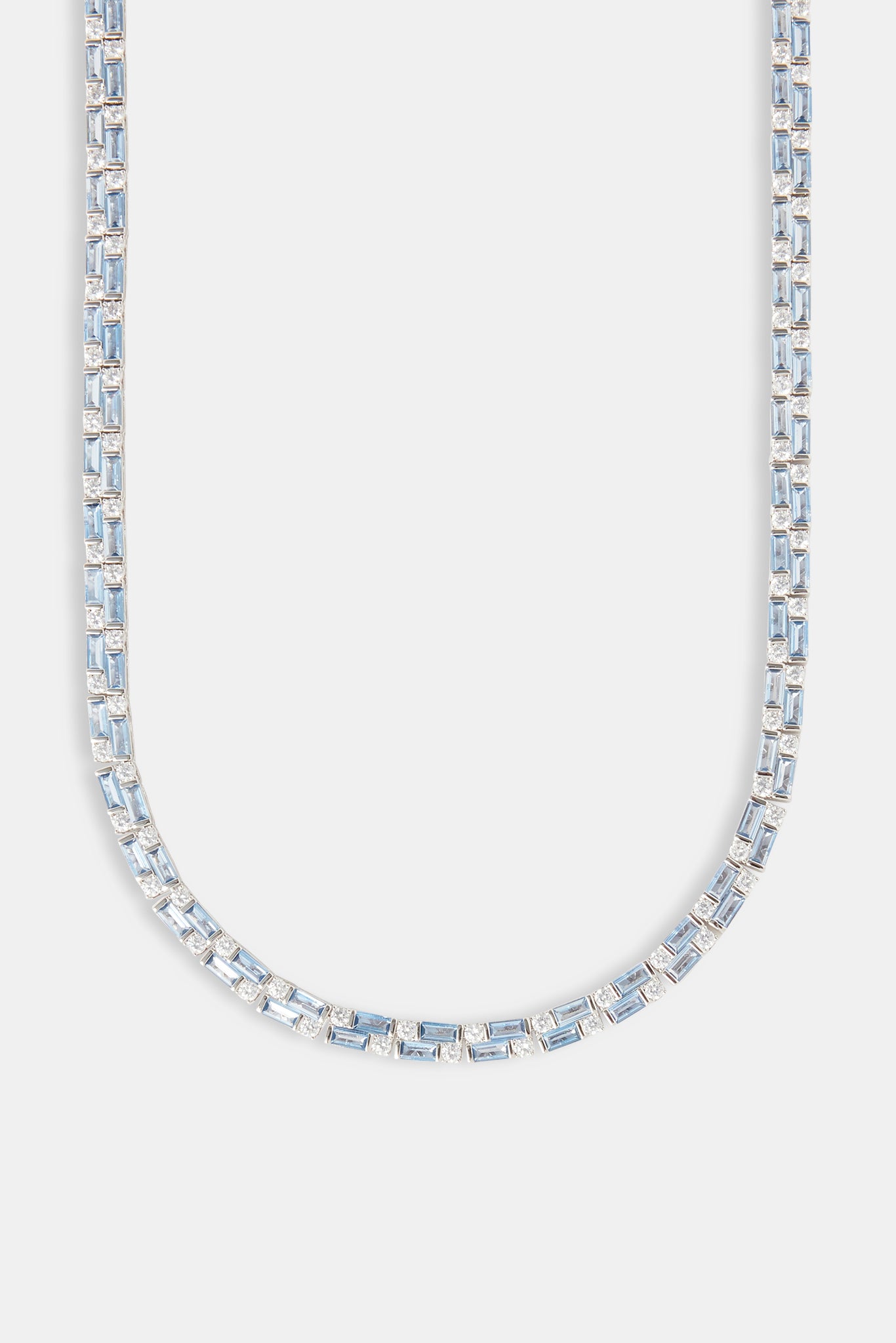 Hellblaue Tenniskette mit doppeltem Baguette-Stein – 6 mm